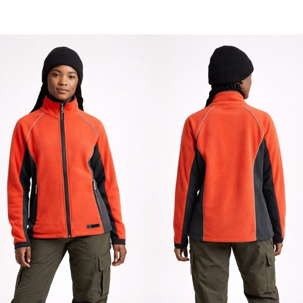 Vintage REI Polartec Fleece Jacket Womens Medium Orange Gray Full Zip Outdoor